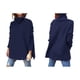 thumbnail image 3 of Suéteres de Cuello Alto de Gran Tamaño para Mujer, Larga de Murciélago, Dobladillo Abierto, Túnica, Suéter de Punto, Tops Azul Real L, 3 of 7