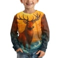 thumbnail image 3 of POLERO 2 Pack Toddler Boys Long Sleeve Shirts 3-4 Years Fantasy Deer Loose Crew Neck Tees Breathable Soft Pullover Tops, 3 of 5