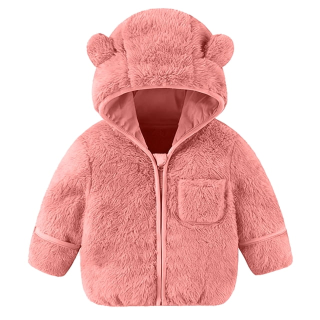 Cowsor Baby Kids Sherpa Jacket with Zipper, Cotton-Lined Fuzzy Outerwear Coat for Infant Toddler