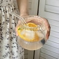 thumbnail image 3 of HUGFEGWE 2 Pcs Ribbed Glass Cups 13.9oz Ripple Drinking Glasses Set Vintage Wave Shape Iced Coffee Glasses Beverage Glasses for Cocktail Beverage Juice Milk CA919-74170, 3 of 7