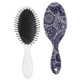 thumbnail image 2 of Boho Chic Paisley Hair Brush - Round-Tip Bristles for Gentle Detangling, Anti-Frizz & Scalp Massage, Ergonomic Handle for All Hair Types, 2 of 5