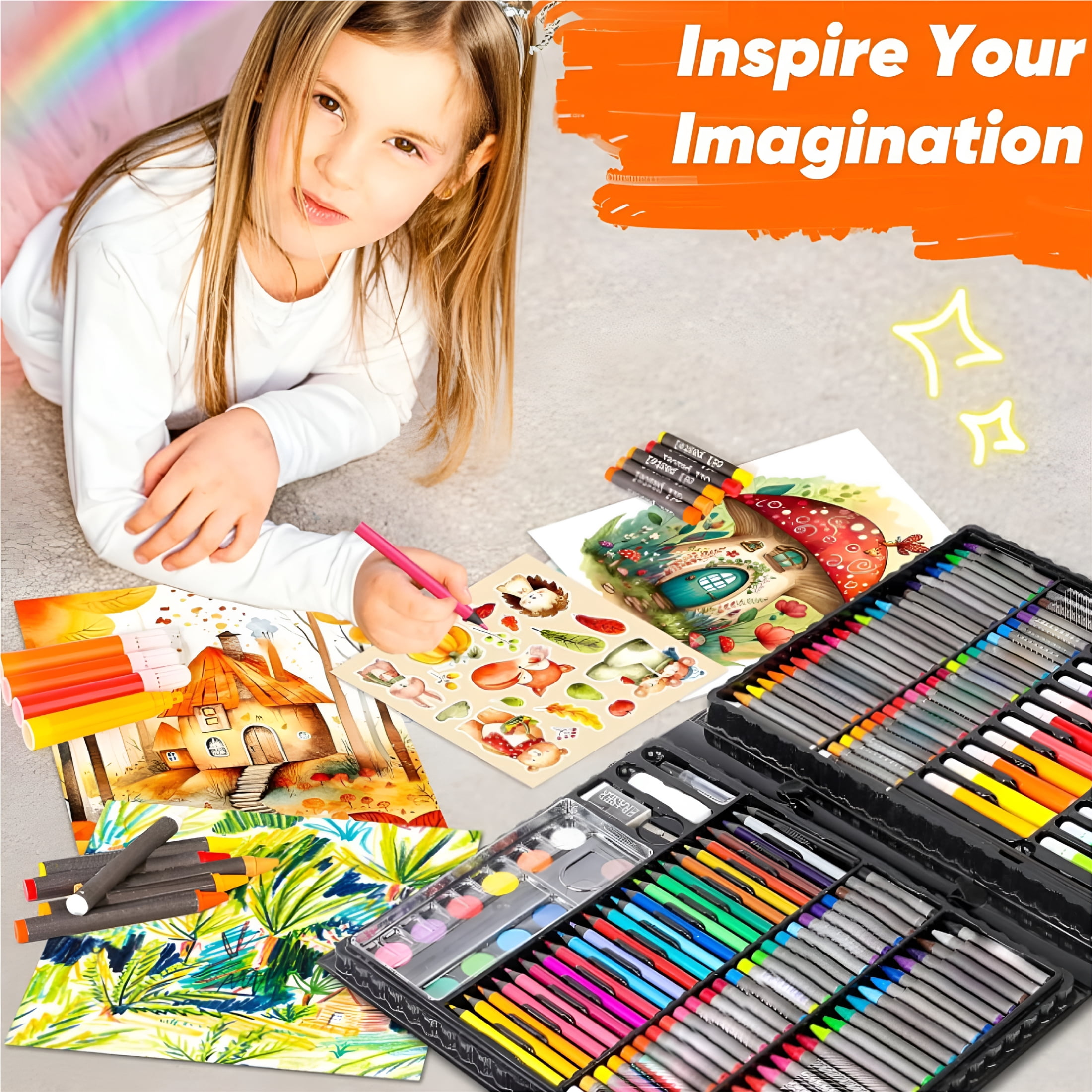 CCOCC 168-Piece Art Pen Set, Art Drawing Kit 168 Pack Art Set Drawing Sets Coloring Art Kits Arts and Crafts for Kids Ages 6-8 9-12 Art for Girls Ages 8-12 Creative 5ml