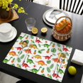 thumbnail image 4 of White Cartoon Dinosaurs Pineapples Pattern Summer Placemats Table Placemats Set Of 4-Linen Kitchen Washable Placemats Table Mats 11.8"x17.7" Non-Slip Heat Resistant, 4 of 6