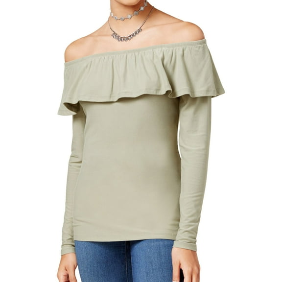 Ultra Flirt Womens LS Knit Blouse, Green, Juniors, Small