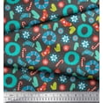 thumbnail image 2 of Soimoi Gray polyester Crepe Fabric Snowflake & Wreath Christmas Print Fabric by the Yard 52 Inch Wide, 2 of 3