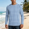 thumbnail image 2 of OIOLOYJM Mens Sun Shirt Long Sleeve UPF Sun protection Plaid Rash Guard Breathable Swim Fishing Shirt Uv Outdoor Classic Fit Workout Beach Shirts Blue M, 2 of 6