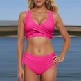 thumbnail image 4 of YuYuBao Women Swimsuits Bikinis Two Piece Retro Ruched Push Up Padded Top High Waist Bottom Bikini Beach Bathing Suits, 4 of 6