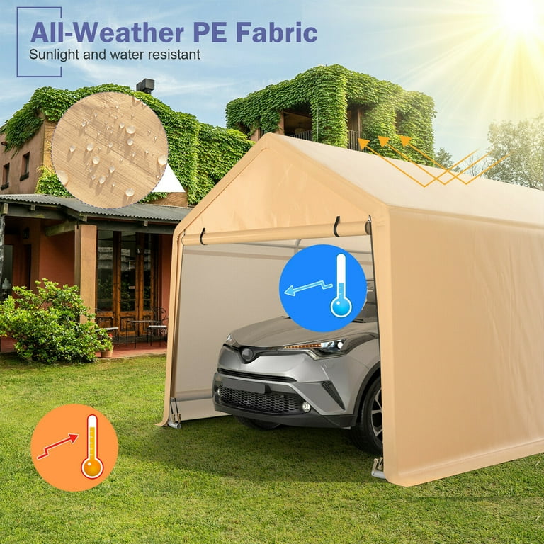Gymax 9x17 ft Heavy Duty Carport Canopy PE Car Tent Steel Gymax 9x17 ft Heavy Duty Carport Canopy PE Car Tent Steel