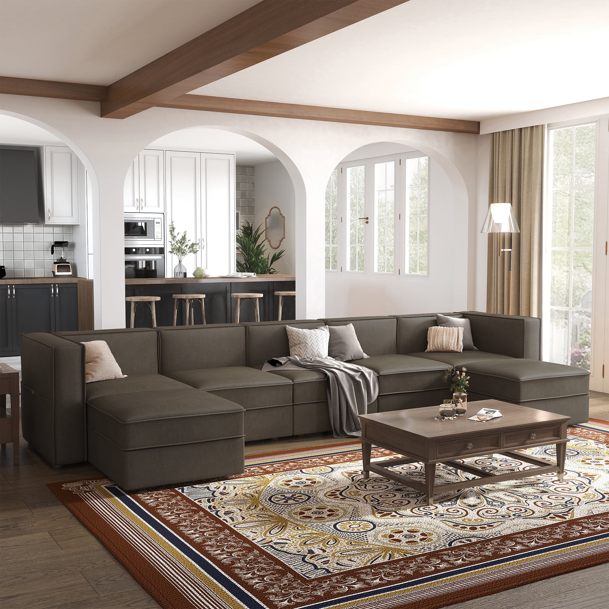 Nolany Convertible Modular Sectional Sofa U Shaped Couch 5Seat Sofa