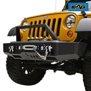 EAG Fit for 07-18 Jeep Wrangler JK KG-10 Front Bumper With 2x Square 12W LED Lights