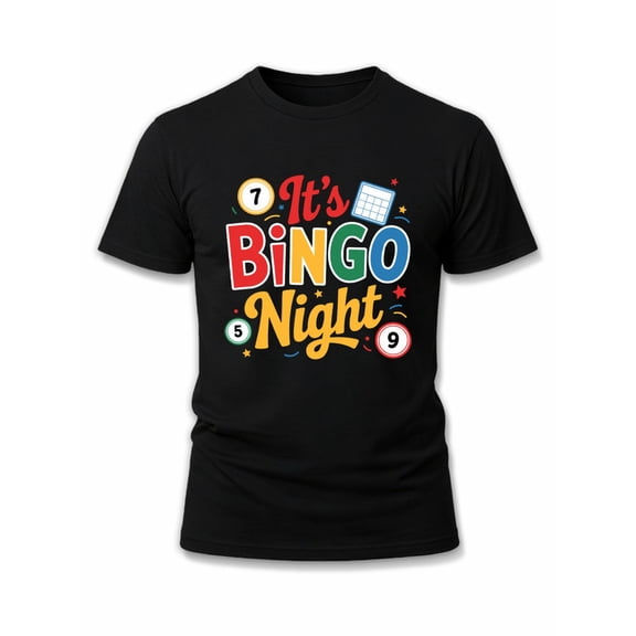 Greenink Bingo Night Party Tee for men Crew neck T-shirts black graphic casual Daily and weekend wear Wearable year-round Classic Unisex Shirt Graphic tshirts