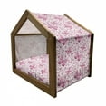 thumbnail image 2 of Butterfly Pet House, Floral Arrangement and Hearts Background Animals with Vibrant Colors, Outdoor & Indoor Portable Dog Kennel with Pillow and Cover, 5 Sizes, Pale Pink White, by Ambesonne, 2 of 5