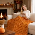 thumbnail image 6 of JuDWoC Rustic Orange Pumpkin Throw Blanket Soft Flannel Fleece Blanket Embossed Pumpkin Pattern Fleece Blanket for Couch Sofa Bed Fall Seasonal Decor 39.3*27.6in, 6 of 7