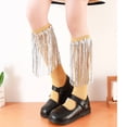 thumbnail image 4 of Little Girl Kneehigh Socks Kids Sequined Fringed Trim Socks Soft Stretchy Socks Spring Breathable Cotton Socks, 4 of 9