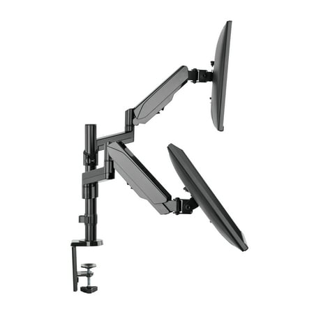 Dual Monitor Stand -  Dual Computer Screen Arms - C Clamp on Desk Monitor Riser - Full Motion Swivel Articulating Gas Springs -  Universal Fit for 17