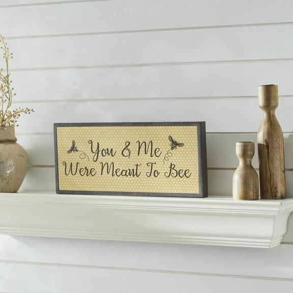 VHC Brands Buzzy Bees You & Me were Meant to Bee MDF Framed Wall Sign 7x16, Spring Decor, Home Decorations for Wall or Door, Spring and Easter Hanging Decoration