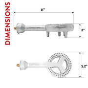 Gas ONE High Pressure Cast-Iron Burner Head with Brass Fitting Orifice