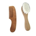 thumbnail image 3 of Luckymimi 2Pcs/Set Wooden Baby Safety Comb Woolen Hair Brush Care Massage Grooming Tool, 3 of 10
