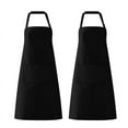 thumbnail image 1 of Bbq 2Pcs Black Neck Strap Apron Waterproof Pure Color 2 Pockets Barbecue BBQ Apron for Restaurant Home, 1 of 8