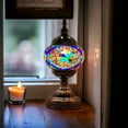 thumbnail image 2 of Silver Fever Handcrafted Mosaic Turkish Lamp Moroccan Glass Table Desk Bedside Light Bronze Base with E12 Bulb Bright Starburts, 2 of 8