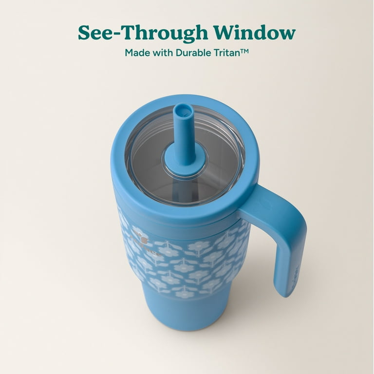 Reduce Chiller 34oz Spill-Proof Tumbler with Handle, Blue Blossom