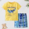 thumbnail image 2 of HCNTES Kid Boy Summer Outfit Boy Clothing Set Truck Short Sleeve Tee and Printed Shorts 2-Piece Set for Car Themed Parties and Outdoor Playdates, 2 of 5