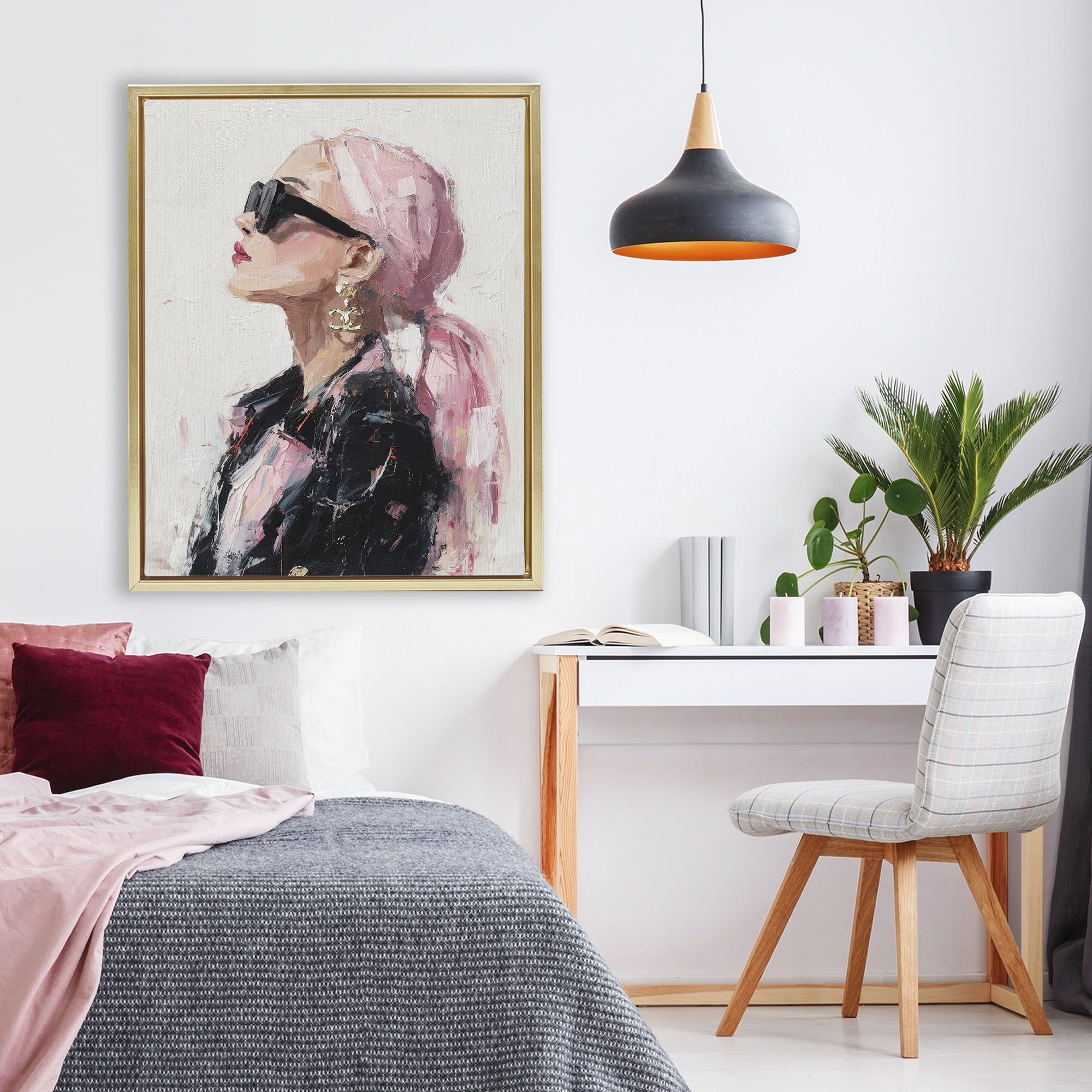 Stupell Industries Pink Daydream Impression Gold Framed Floater Canvas Wall Art, design by Svetlana Aleynikova
