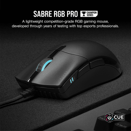 CORSAIR - CHAMPION SERIES SABRE RGB PRO Lightweight Wired Optical Gaming Mouse with 69g Ultra-lightweight design - Black