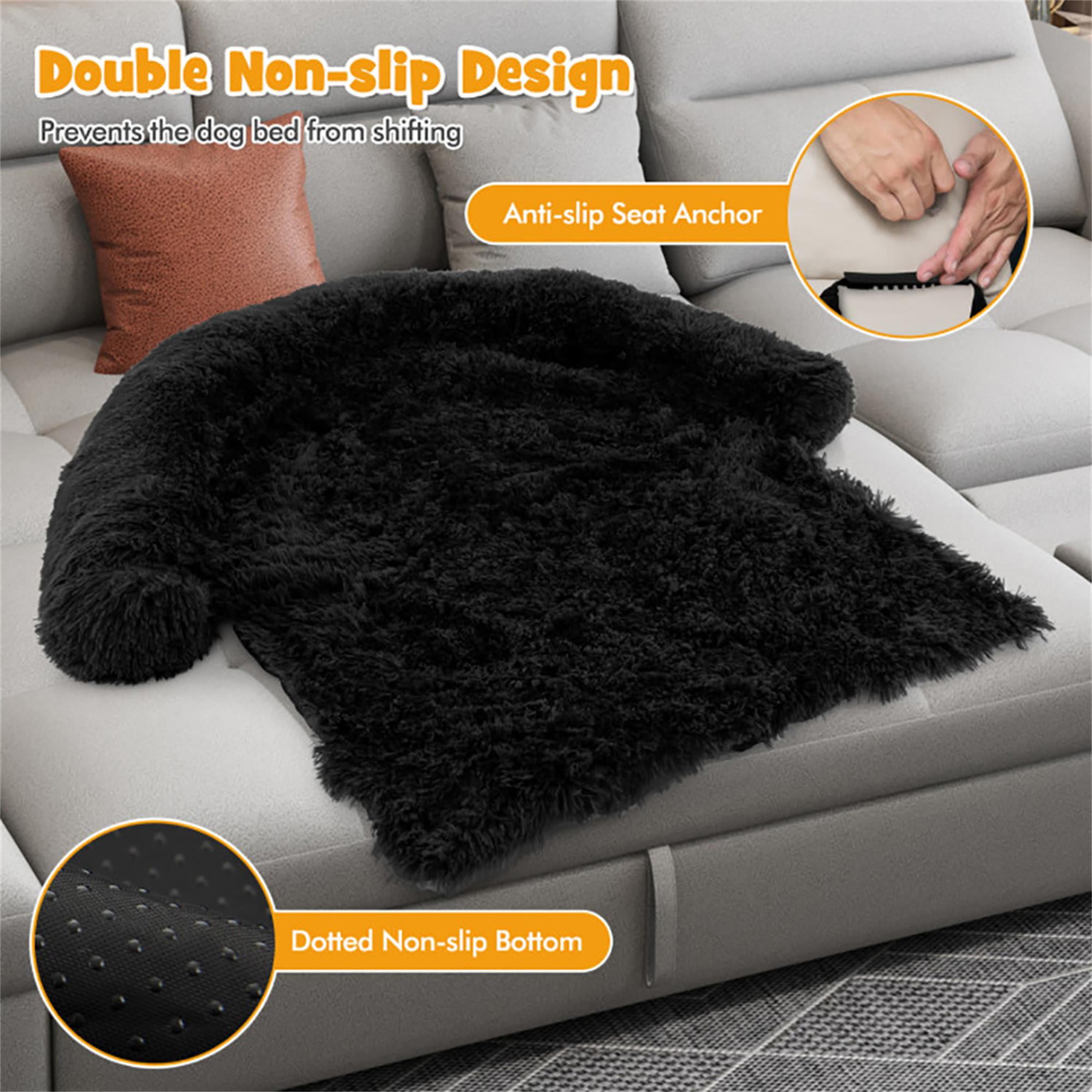 Kadyn 40" Dog Bed for Couch, Calming Dog Beds for Large Dogs, Fluffy Plush Bed for Pets, Anti Anxiety Dog Bed with Removable Cover, Black-S