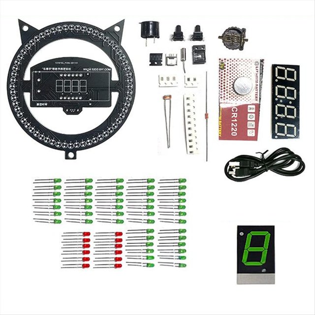 Kit de Reloj Electrónico DIY con LED Giratorio DS1302, Pantalla de Tiempo y Temperatura, para Aprender A Soldar, Practicar Soldadura C