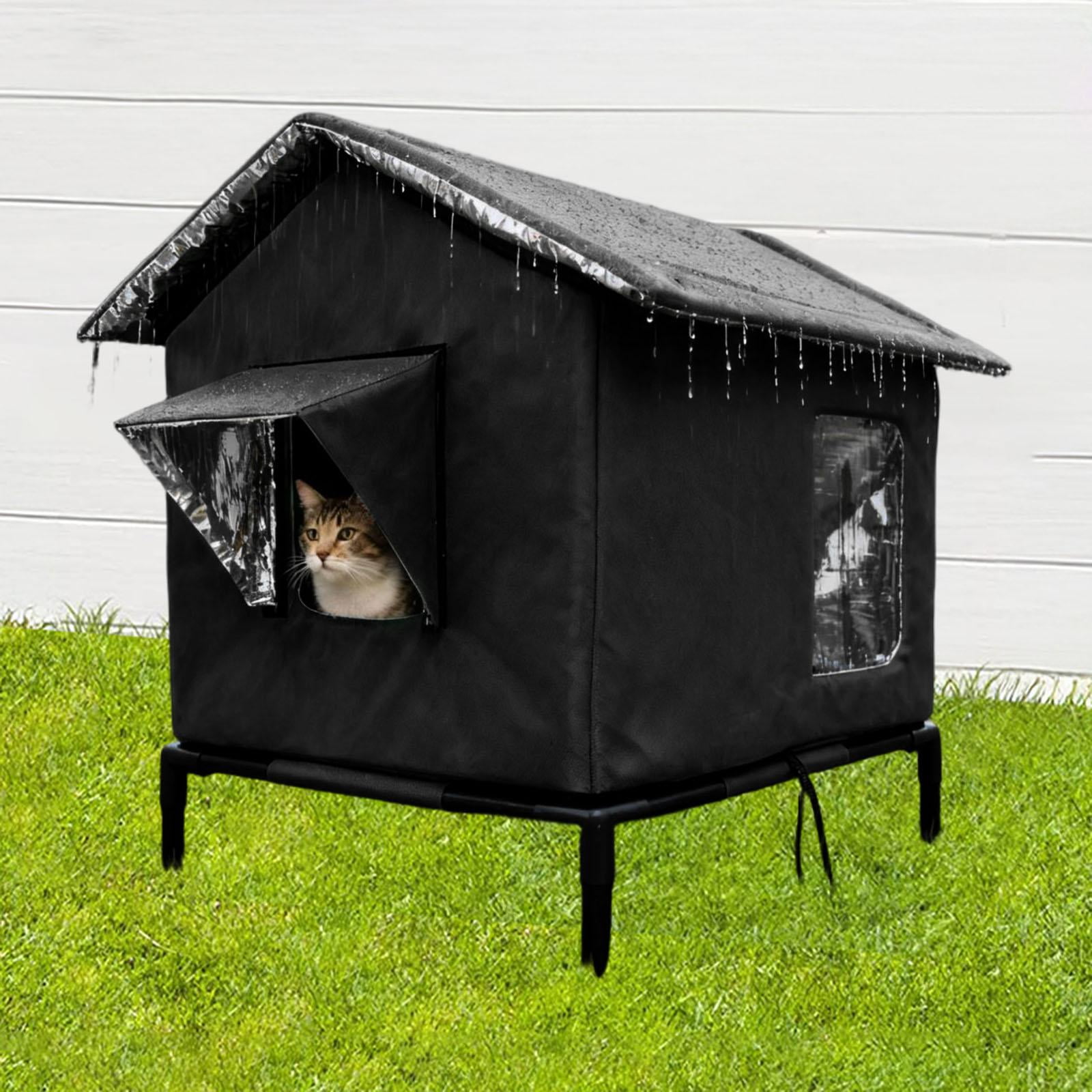 EHJRE Outdoor Cat House Feral Shelter Insulated Waterproof Tent Windproof Portable Kitty Enclosure with Oxford Cloth And Aluminum Foil for Community Porch G L