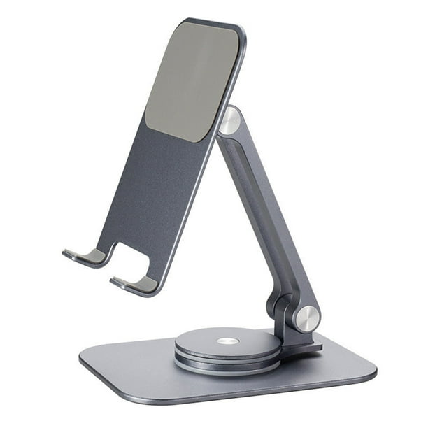 Soporte plegable para teléfono y tablet giratorio 360° | Altura y ángulo ajustables | Soporte universal para dispositivos móviles | Almohadillas antideslizantes | Aleación de aluminio portátil