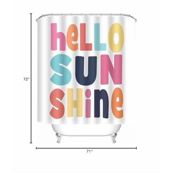 Hello Sunshine Shower Curtain, Colorful Character for Children Shower Curtains, Fun Quotes Shower Curtains for Bathroom, 72" Washable Polyester Shower Curtain Set with 12 Hooks, YL