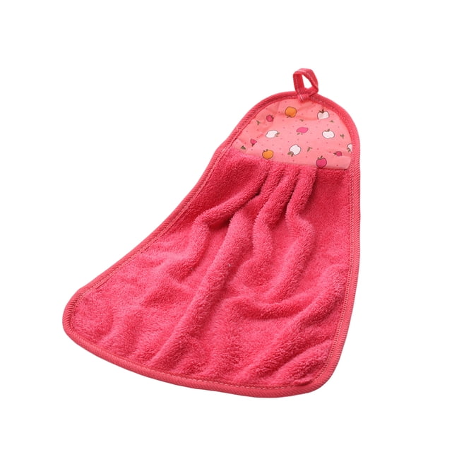 pitrice Hand Towel Coral Velvet Dishcloth Hanging Washing Cloth Towel Bathroom Kitchen Accessory Pattern Random, Red