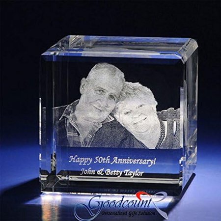 Personalized Engraved Photo Crystal Flat Cube A1804