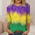 thumbnail image 6 of Fartey Mardi Gras Shirt Women 3/4 Sleeve Crew Neck Tunic Tops Funny Graphic Tshirts Loose Fit Casual Shirts Plus Size Carnival Party Blouses Yellow S-5XL, 6 of 7