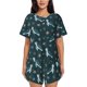 thumbnail image 1 of Balery Cute Turtle Conjunto de Pijama para Mujer con Estampado, Dos Piezas de Manga Corta y Shorts, Ropa de Dormir Suave con Cuello Redondo y Bolsillos-Small, 1 of 6