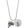 thumbnail image 1 of Delight Jewelry Silvertone Saddle Silvertone Script Initial Disc - S - Charm Necklace, 20"+3", 1 of 4