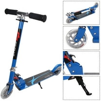 Goplus Blue Folding Aluminum 2 Wheel Kids Kick Scooter Adjustable Height LED Light Up
