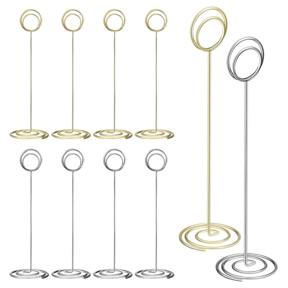 YEAHIBABY 10 Pcs Table Marker Stands Steel Wire Round Assorted Color Table Sign Holder for Banquets