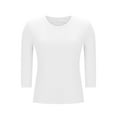 thumbnail image 6 of yillto 3/4 Sleeve Shirt for Womens Basic Tee with Bra Ribbed Round Neck Pullover Slim Undershirts, 6 of 7