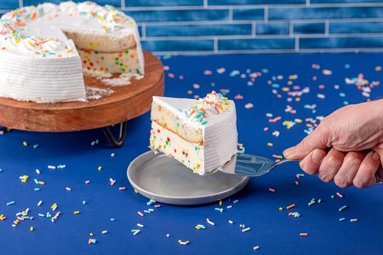 Funfetti Ice Cream Cake with Colorful Sprinkles - Frozen Birthday Dessert