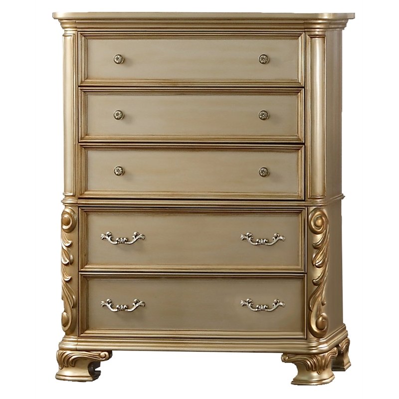 Cosmos Furniture Miranda Transitional Chest in Gold Finish Wood