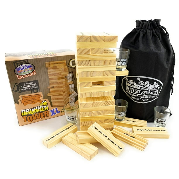 Juego para beber Matty's Toy Stop Deluxe, 60 piezas, XL, torre de madera