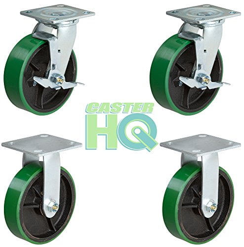 2 FIXED SET OF 4 CASTERS 5" HEAVY DUTY 2 SWIVEL WITH BRAKES 