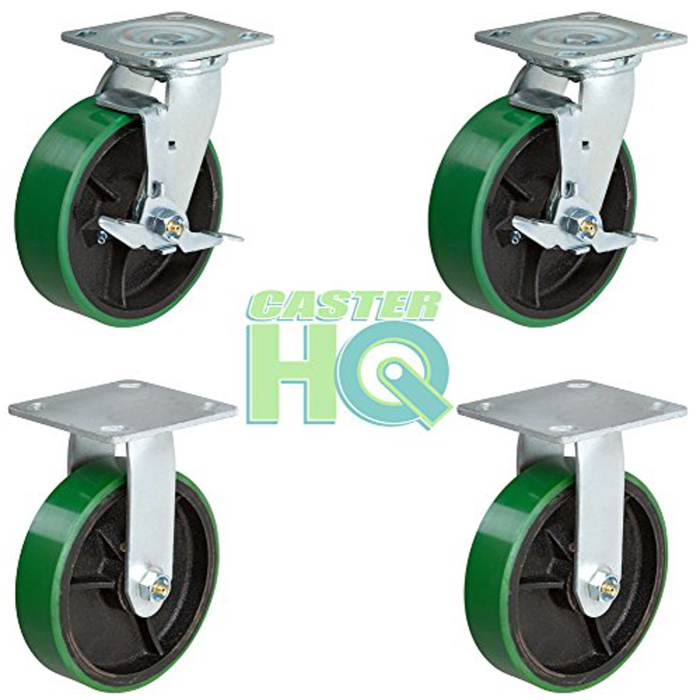 CasterHQ 6 inch Heavy Duty Caster Set 2 Swivel with Brake and 2