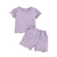 thumbnail image 1 of Odeerbi 6M-4Y Niñas Pijamas de Verano de Algodón de Manga Corta Tops Pantalones Cortos Conjunto Lechuga Suave Trim Sleepwear Two-Conjunto de Pijama de Dos Piezas, 1 of 3