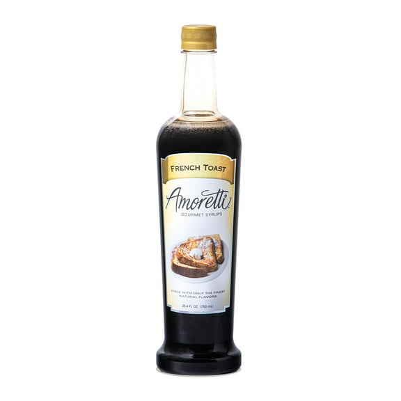 Amoretti - French Toast Gourmet Syrup, 94 Servings Per Bottle (750 ml), for Flavoring Coffees, Cocktails, and other Beverages, Gluten Free, GMO/GEO Free, Preservative Free