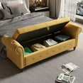 thumbnail image 2 of 63" Storage Ottoman Bench, End of Bed Button Tufted Ottoman Bench, Rolled Armed Ottoman Couch Long Bench for Bedroom, Living Room, End of Bed, Hallway, YELLOW, 2 of 7