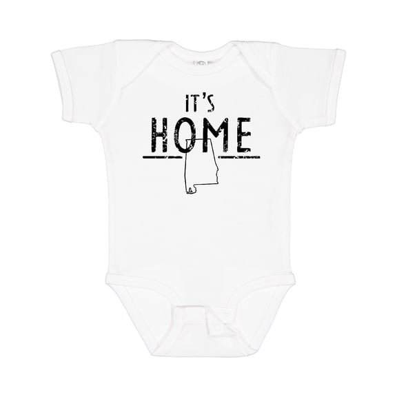 Inktastic It's Home- Alabama State Outline DIstressed Text Boys or Girls Baby Bodysuit